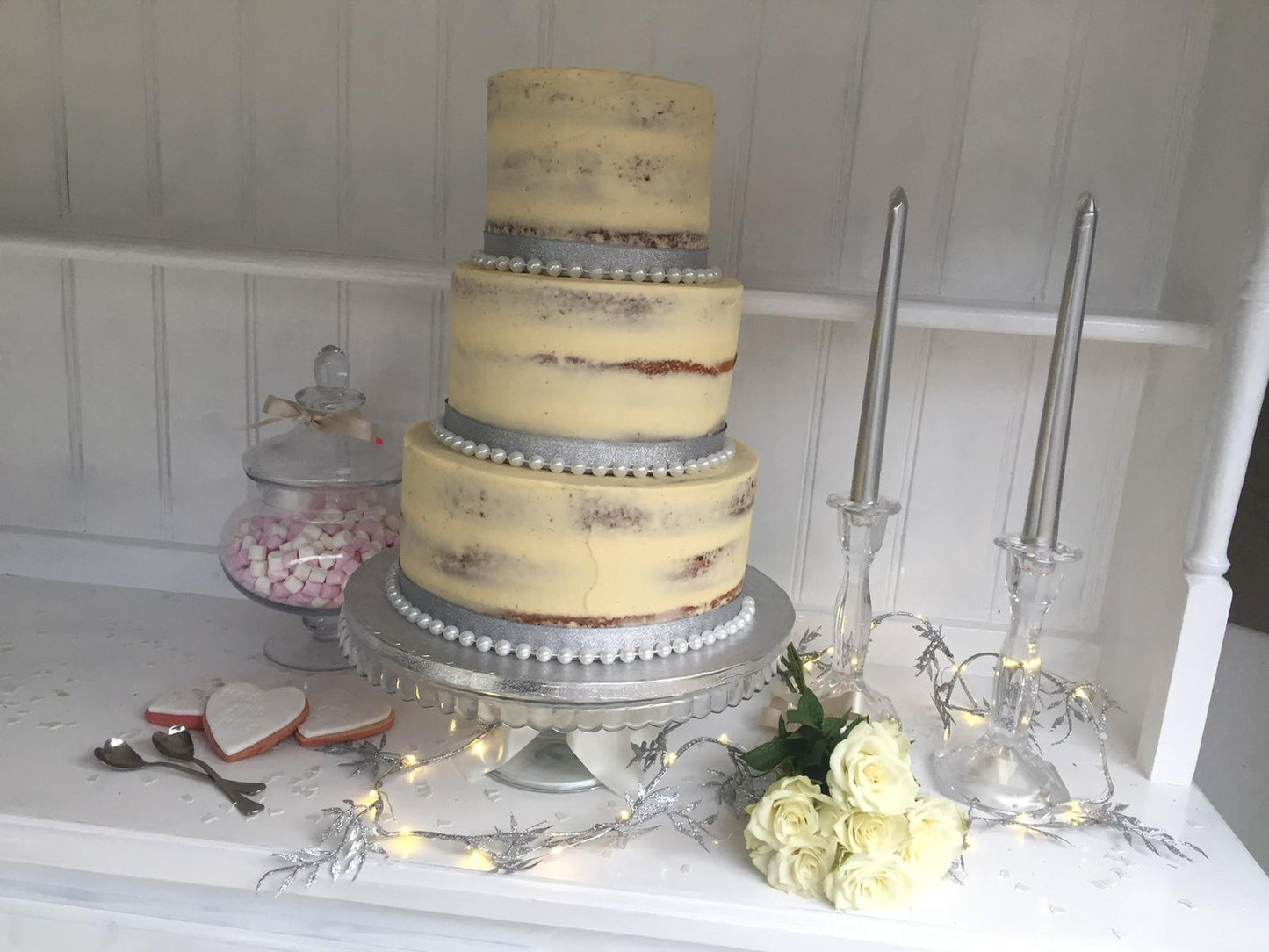 3 Tier Naked Scraped Wedding Cake