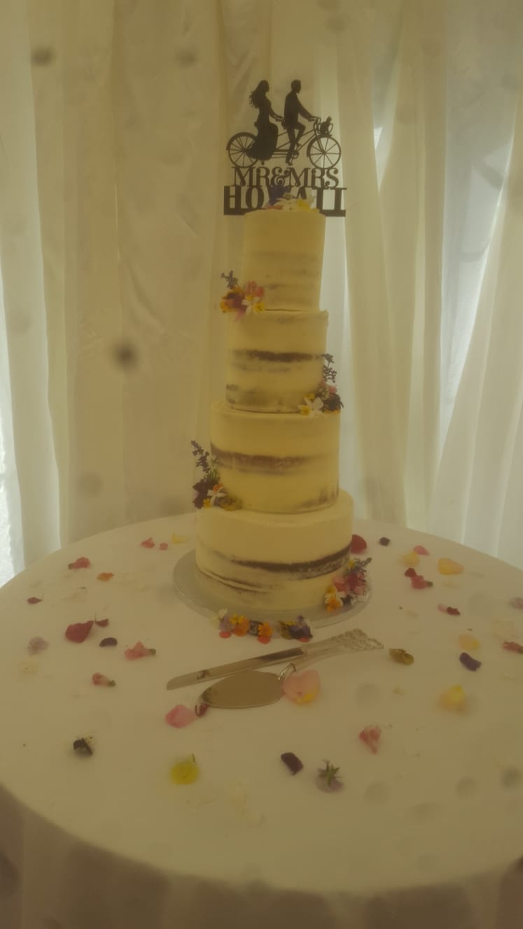 3 Tier Naked Scraped Wedding Cake