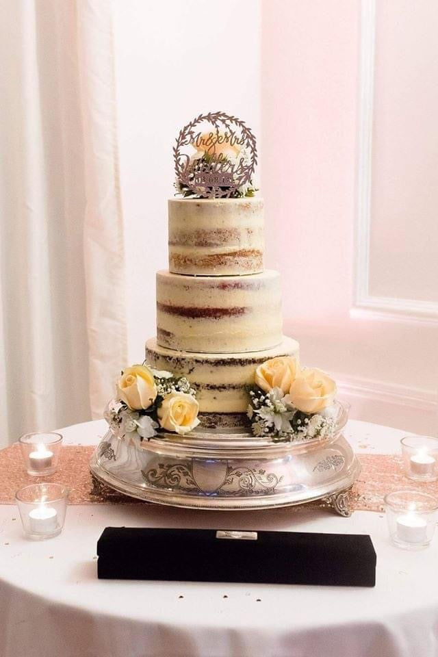 3 Tier Naked Scraped Wedding Cake