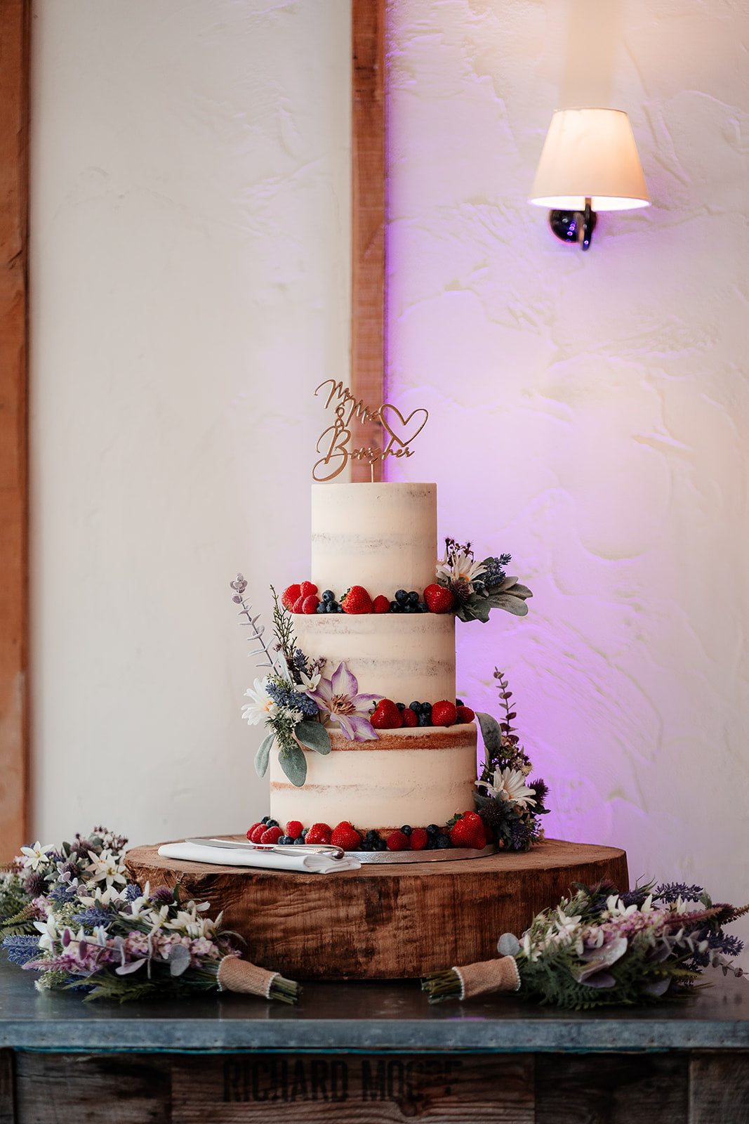 3 Tier Naked Scraped Wedding Cake