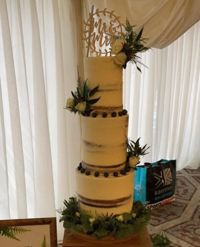 3 Tier Naked Scraped Wedding Cake