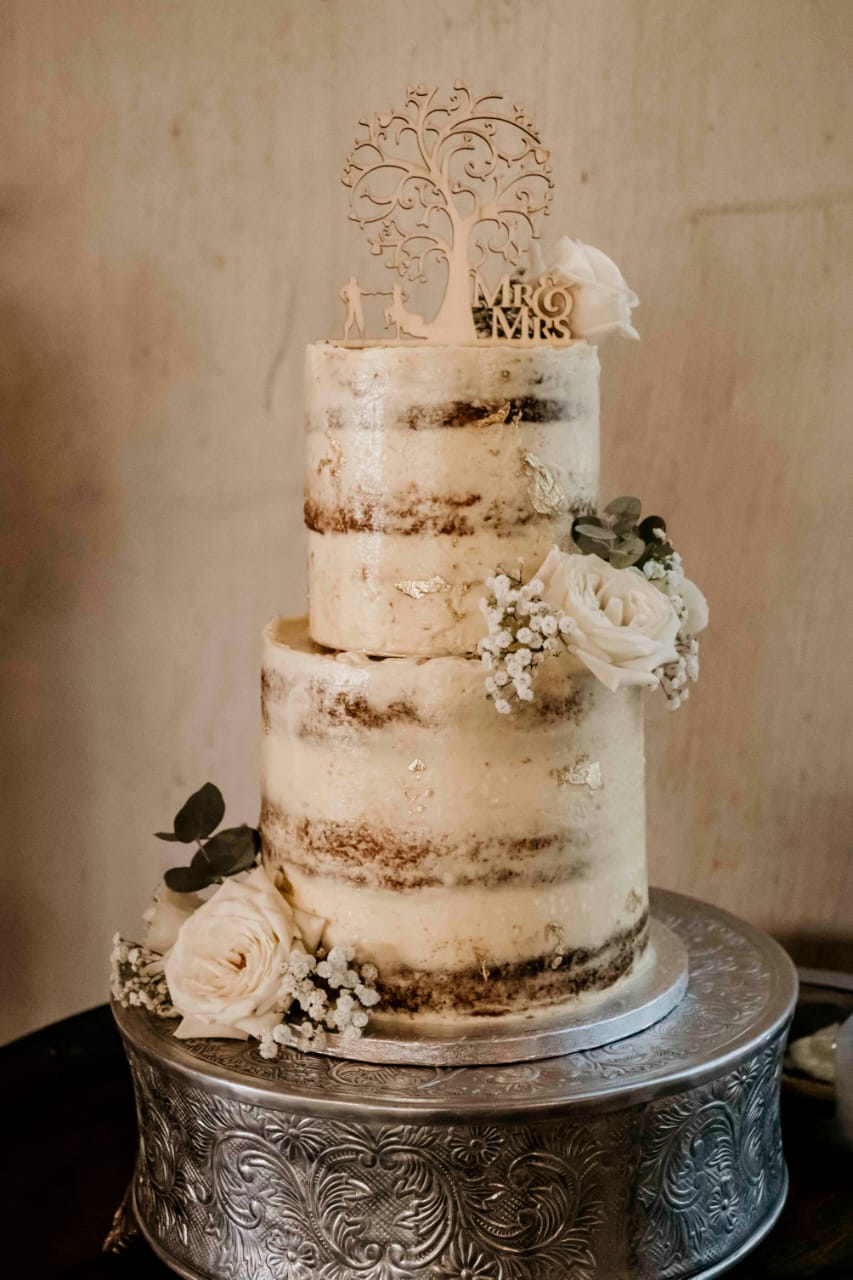 3 Tier Naked Scraped Wedding Cake
